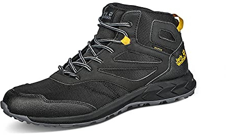 Jack Wolfskin Unisex Kinder Woodland Texapore Mid K, Black / Burly Yellow Xt, 35 EU