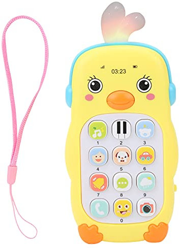 Zerodis Baby Simulation Handy, Multifunktion Bildung Telefon Niedlich Cartoon Muster Musik Ton Lichteffekt Handy Spielzeug für über 6 Monate Alt(Gelb)