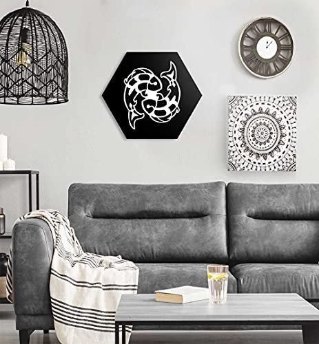 MyMaxxi | Wall Art Hexagon Wand Deko Bilder Einzeln Fische | M 35x30cm groß | Geometric Wall Collage als Acrylglas Bild | Wandbilder Wanddekoration | modern Aesthetic Zodiac Signs