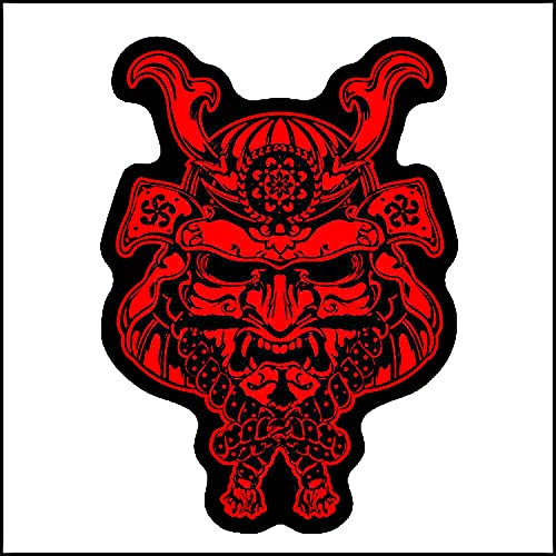 20cm! Hochwertiger Kühlschrank-Auto-Aufkleber-Sticker Decal UV&Waschanlagenfest Samurai Maske Rot B254 Kinder-Zimmer-Schrank-Deko