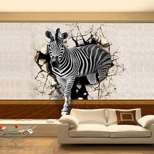 YXTSmurals Papier Peint Panoramique 3D Tapisserie Photo Murales Peinture Murale Noir Blanc Animal Zèbre Interieur Intissé Poster Geant Décor Mural Moderne