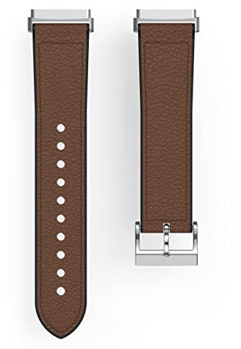 Hama Fitbit Uhrenarmband 22mm (verstellbares Ersatzarmband für Smartwatch Fitbit Versa 3 und Sense, Fitbit Armband zum Tauschen, Wechselarmband Leder u. Silikon, Edelstahl Schnalle, Herren) braun