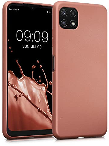 kwmobile Case kompatibel mit Samsung Galaxy A22 5G Hülle - Schutzhülle aus Silikon metallisch schimmernd - Handyhülle Metallic Bronze