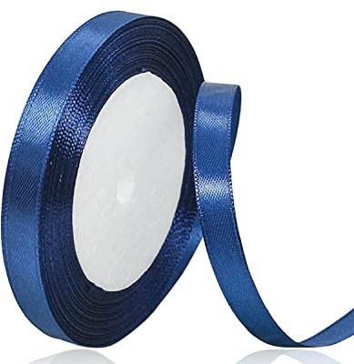 Dunkelblau Satinband 10mm x 22Meters Schleifenband Dunkelblau Geschenkband Dekoband Stoffband für Geschenk, Basteln, Nähprojekte, Haarschleifen, Brautstrauß, Hochzeits Dekoration