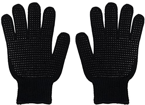1 Paar Hitzebeständige Handschuhe für Haarstyling Locken Styling Friseur Haarglätter Lockenstab Glätteisen Haar Locken Glätten Salon Zuhause Werkzeug（Schwarz）