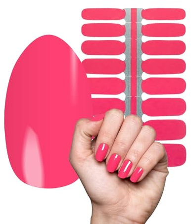 MY NAILS Nagelfolien Koralle Pink I 16 ultra-dünne Nagellack-Streifen Einfarbig/Pink I Selbstklebende Premium Nail Art Wraps I Hält auf Natur- sowie lackierten, Acryl-, Gel- & Shellac-Nägeln