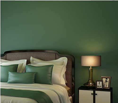 Dark Green Non-Woven Wallpaper 0.53m x 9.5m 3D Modern Minimalist Solid Color Wallpaper Plain Color Wallpaper Roll for Living Room Bedroom Tv Background