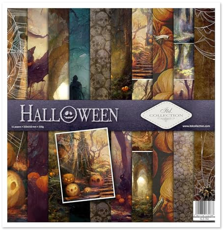 ITD Collection - Scrapbook Papier - Scrapbooking Set - Motivpapier zum Basteln - Dekorpapier 12x12 inches - 310 x 310 mm - 10 Blatt + 1 – Halloween - SLS-054