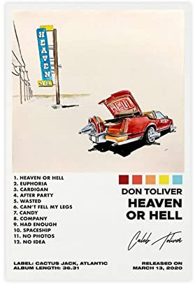 RIPEX Don Toliver Poster Himmel oder Hölle Album Cover Poster Leinwand Schlafzimmer Dekor Sport Landschaft Büro Zimmer Dekor Geschenk Unframe Stil 50 x 75 cm