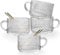 Gutsdoor Vintage Glass Coffee Mugs Set of 4, 14 Oz Clear Embossed Glass Coffee Cups, Stackable Breakfast Cups with Gold Spoon for Cereal, Latte, Tea, Beverages (Beads*4)