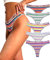 FINETOO 5 Perizoma da donna in cotone a vita bassa, a vita bassa, biancheria intima sportiva, a righe multicolore, A-5, M