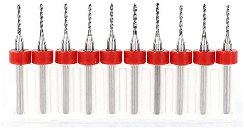 TA-VIGOR 10Pcs Micro Drill Bit 1mm, Red PCB Drill Bits with 1/8 Inch Shank Tungsten Carbide Drilling Rotary Tool for Print Circuit Board Stone CNC Engraving