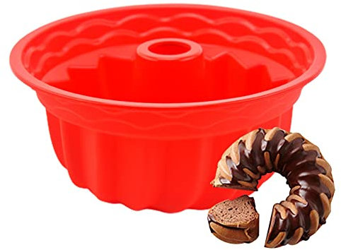Silikon Gugelhupfform 23×10,2 cm Gugelhupf Backform Silikon Backform Gugelhupf Silikonform Antihaft Kuchenbackform BPA-Frei Tortenform Wiederverwendbare Kuchen Backform Für Dessert Schokolade Pudding