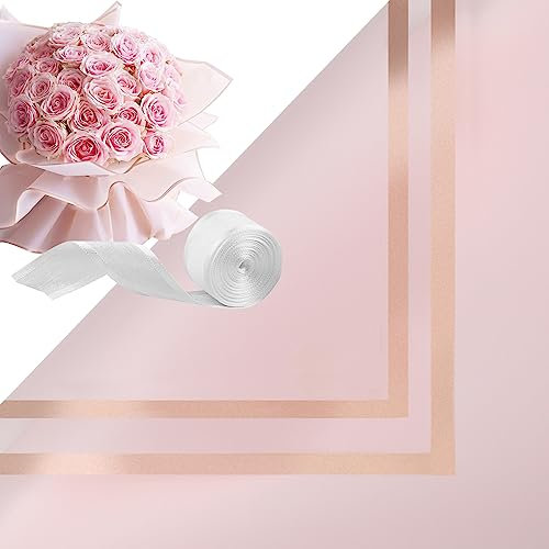 20 Blatt Geschenkpapierpapierrolle,Blumenstrauß Papier,Wasserdicht Floristenverpackungspapier, Geschenkpapier Aufbewahrung für Hochzeit, Blumen, Kunst und Handwerk,Blumenstrauß Papier (Rosa)