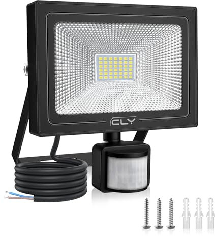 CLY Led Strahler mit Bewegungsmelder Außen, 35W 3000LM Außenstrahler 6500K Kaltweiß LED Fluter Superhell Außenleuchte IP66 Wasserdicht Flutlicht Scheinwerfer Aussen für Garten Garage Hinterhof