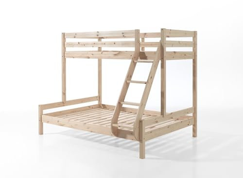 möbelando Etagenbett >Pino< in Kiefer massiv Natur - 208x167x156 (BxHxT)