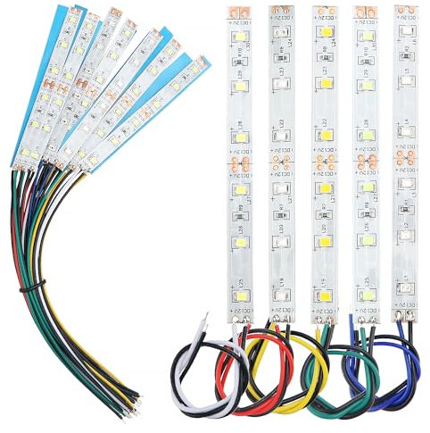 YIXISI 15 Stücke 100mm VorDrahtete LED Streifen, 2335 SMD LED, 12-18V LED Streifen, Modellbau Led Beleuchtung, Weiß/Rot/Gelb/Blau/Grün