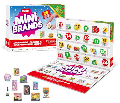 Mini Brands Adventskalender 2024 von ZURU Mini Brands Limitierte Edition Adventskalender mit 4 exklusiven Minis, Mystery Collectibles Toys kommt mit 24 Minis