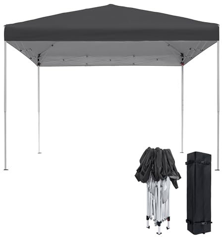 YRHome Pavillon Faltbar Anthrazit Pop Up Faltpavillon Pavillon 3x3m Wasserdicht Winterfest Stabil UV-Schutz Gartenpavillon Gartenzelt Partyzelt Outdoor Festzelt Höhe bis 2.6m, Anthrazit