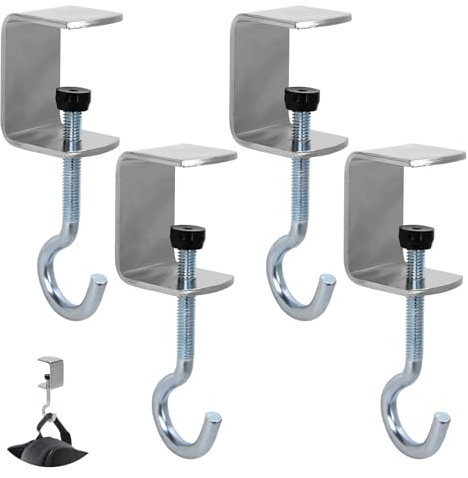PEUTIER 4pcs Desk Mount Bag Holder Hook, Metal Under Table Purse Hook Adjustable Desk Hanger Clip Portable Headphones Holder Clamp Organizer for Women Girls Handbag, Reducing Clutter