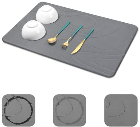 Snuggery Large Stone Drying Mat for Kitchen Counter, 24 x 16 (Dark Gray)