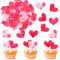 Blumomon 50Pcs Edible Love Heart Cupcake Toppers Edible Heart Cupcake Decorations Picks Birthday Edible Cake Decorations Valentine's Wedding Party Bridal Shower Decorations Supplies