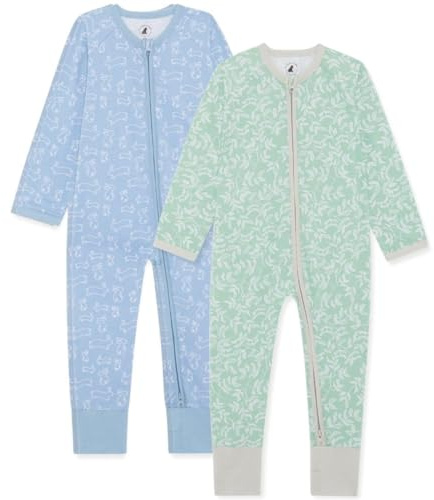 Bramble & Bear 2 Pack Toddler & Baby Sleepsuits Soft Cotton Zip Baby Grows