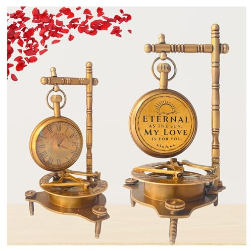 ALADEAN Sonnenuhr-Kompass, Geschenk für Sie oder Ihn, einzigartiges Geschenk für Ehemann, Ehefrau, Männer, Hochzeitstag, 50., 40., 25., 20., 1. Jahr