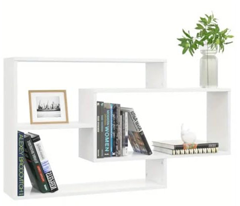 PIVELLO® Bücherregal Wandregal Weiß Wand | Hängeregal Holz Regalbrett Klein | Schweberegal Halterung Bad Vintage | Regal Badezimmer Küche Weiss | Würfelregal Lagersystem Hochglanz Deko (Rechteckig 2)