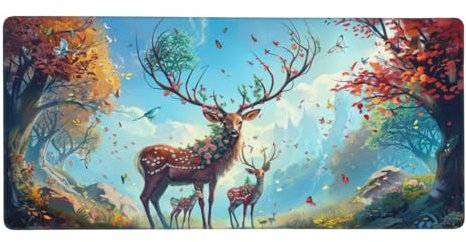 Gaming Mauspad Sika-Hirsch Mauspad XXL 800x300x3mm XXL Mousepad Tier Mauspad Gaming Zubehör mit Anti Rutsch Basis Mouse Pad Wasserdicht und Langlebig für Maus und Tastatur, Zimmer Gaming deko