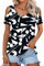 WNEEDU Camisetas Manga Corta Mujer Verano Blusas Cuello V Top Elegante Basicas T-Shirt Patrones GeoméTricos S