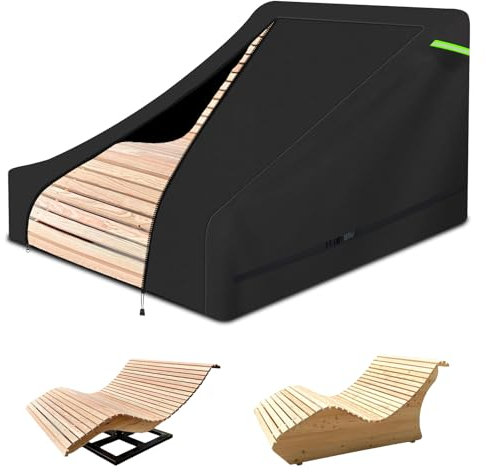 GJMZTQG Abdeckung Für Gartenliege, Sonnenliege Schutzhülle 600D Oxford SchutzhüLle für Outdoor Holzliegen, Wasserdicht Winddicht,170 * 155 * 110CM (Schwarz)