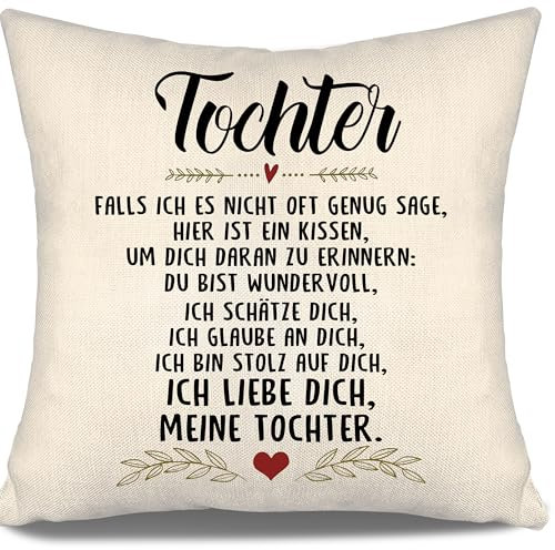 Aosumin Doppelseitige Kissenbezug Tochter Geschenk von Mama Papa Geburtstag wundervoll ich schätze Dich ich glaube an Dich ich Bin stolz auf Dich ich Liebe Dich Tochter(Tochter-a)