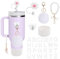 6 Pcs Accessories Set for Cup,Includs Protective Silicone Cup Boot Personalized Name Letter Stickers Straw Topper Water Bottle Pearl Hangings,Charms for Cup Tumbler 30/40oz