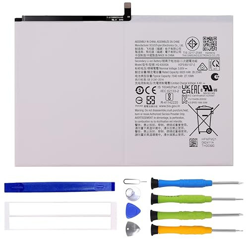 ERYNK HQ-6300SA Ersatz Akku Für Samsung Galaxy Tab A8 10.5 (2021) SM-X200, SM-X205 Ersatzbatterie with Werkzeugsatz