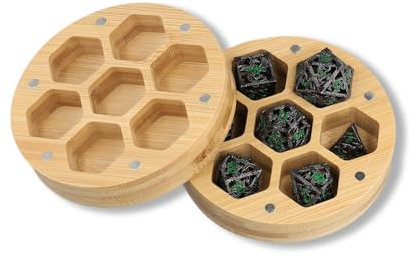ORUZA Hölzerne DND Würfel Box, Hölzernen Aufbewahrungsbehälter mit Magnetischem für D&D Polyhedral, RPG und Tabletop Gaming Würfel