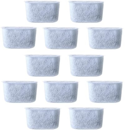 12 Pack Activated Charcoal Water Filte-rs, Replacement Non-Woven Carbon Cartridges for Coffee Makers, Universal Fit Most Coffee Machines(Color:White)