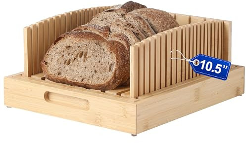 10.5 Sourdough Bread & Homemade Bread Slicer, Adjustable Wide & Homemade Loaves Bread Slicer – Anti-Slip, Crumb Tray, Customizable Thickness