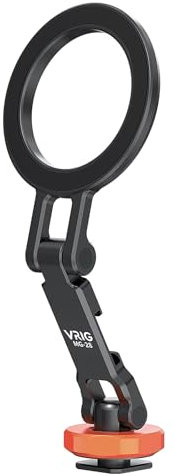 VRIG MG-28 Magnetic Phone Tripod Mount, Cold Shoe Phone Mount for Mag Safe for iPhone 16 15 14 13 12 Series, 360° Rotation & Foldable & Metal Phone Camera Mount for Tripods, Cameras