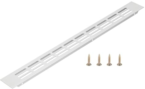 PATIKIL Grille De Ventilation Pour Porte, 42mm x 400mm (Dimensions Extérieures) Grille D'Aération À Persiennes En Aluminium Rectangle Pour Plinthe Pour Armoire À Chaussures, Argent