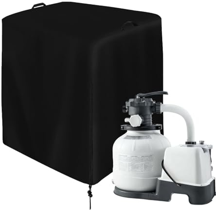 Copertura per pompa da piscina, scudo antipolvere con cinghie regolabili, copertura invernale per pompa da piscina, filtro a sabbia, per esterni, piscina, capannone, cortile, unità esterne, e