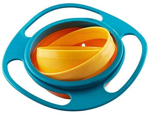 Gearmax Bol Bébé en Forme d'OVNI Anti-Renversement Gyro Bowl Rotation à 360 ° Bol d'Entraînement Résistant aux Éclaboussures