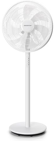 Aigostar Ventilador de Pie & Ventilador de Mesa, 7 Aspas y 40 cm de Diámetro, 3 Velocidades, Ventilador Sobremesa 45W, Oscilante 90°, Altura Ajustable 70-110cm. Blanco.
