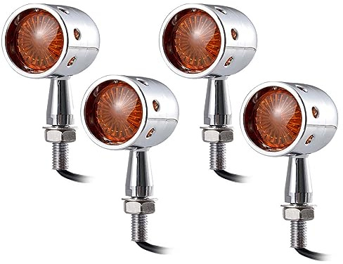NATGIC 4 STÜCKE Blinker Silber CNC Eloxiert Billet Aluminium Motorrad Blinker Blinklicht Lauflicht Rücklicht - Gelb