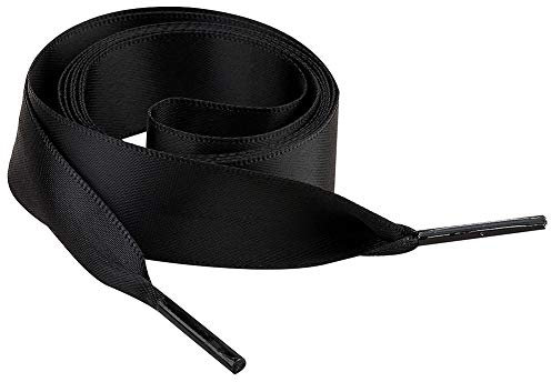 Jamron Plat Soie Ruban Satin Lacet 2CM Large pour Sneakers Ballerines Escarpin P13 Noir 80 CM