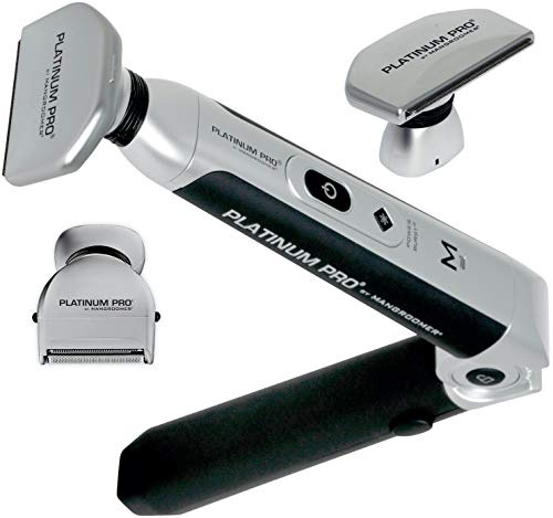 MANGROOMER – Platinum Pro Rasoir de dos avec 3 têtes flexibles amortisseurs, charnière électrique, poignée à portée extrême et étui bonus (génération 8.0)