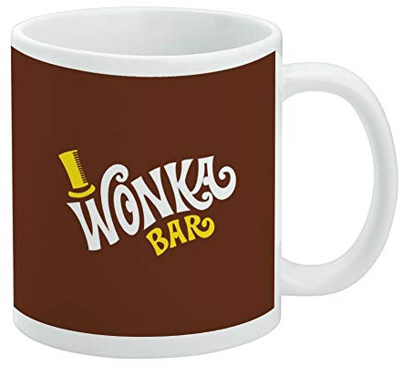 Willy Wonka and the Chocolate Factory Wonka Bar Logo Keramik-Kaffeetasse für Kaffee, Tee und heiße Getränke, 325 ml, Weiß