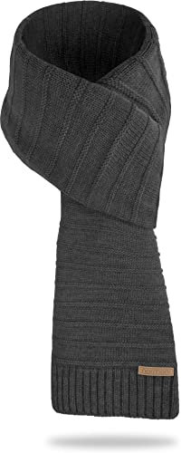 normani Weicher und Warmer Winterschal mit Wolle - hochwertiger Strick für Damen und Herren - vielseitige Länge, Elegantes, schlichten Design Farbe Anthrazit
