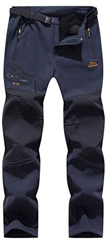 BenBoy Herren Wanderhose Wasserdicht Softshellhose Outdoorhose Winddicht Warm Gefüttert Skihose Snowboardhose Winter Trekkinghose,KZ1672M-Blue-S