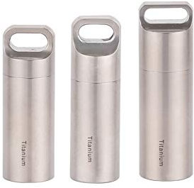 WING Tablettendose schlüsselanhänger pillendose Titan wasserdicht klein Pillenbehälter unterwegs Notfall Medikamentenbox Outdoor Survival-Kits,3 Pack